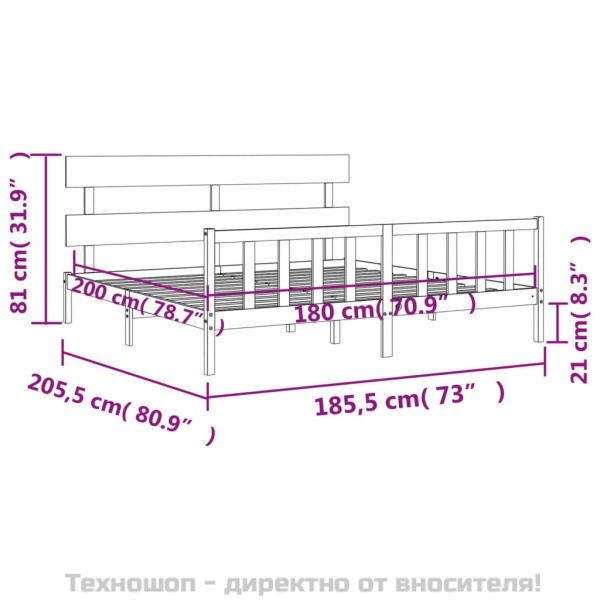 Рамка за легло с табла Super King Size дърво масив