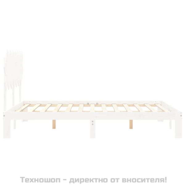 Рамка за легло с табла бяла King Size масивно дърво