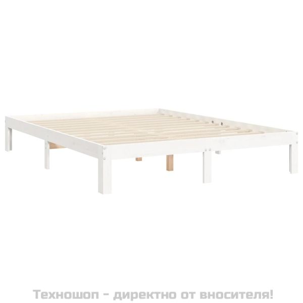 Рамка за легло с табла бяла King Size масивно дърво