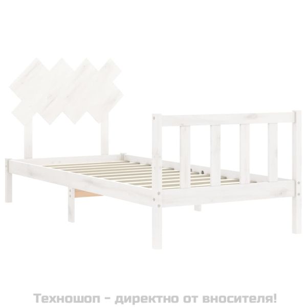 Рамка за легло с табла бяла Single масивна дървесина