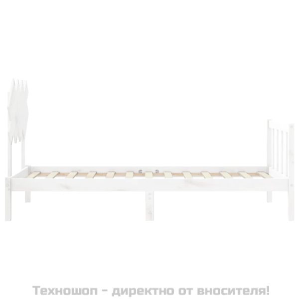 Рамка за легло с табла бяла Single масивна дървесина