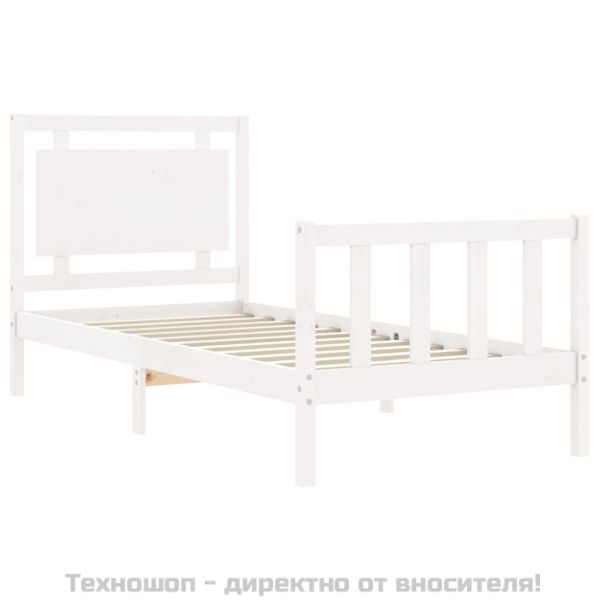 Рамка за легло без матрак, бял, 90x200 см, бор масив