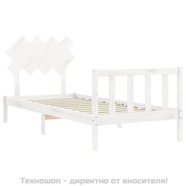 Рамка за легло без матрак, бял, 90x200 см, бор масив