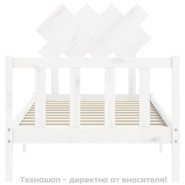 Рамка за легло без матрак, бял, 90x200 см, бор масив