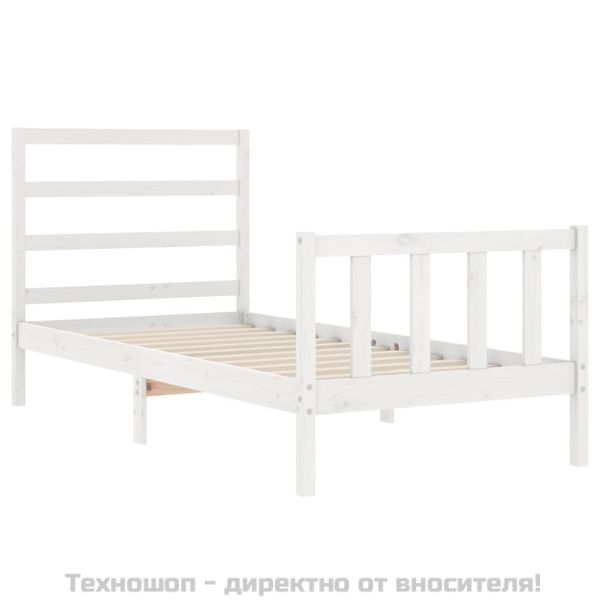 Рамка за легло без матрак, бял, 90x190 см, борово дърво масив