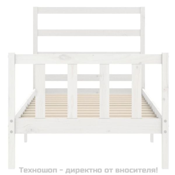 Рамка за легло без матрак, бял, 90x190 см, борово дърво масив