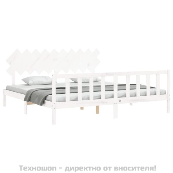 Рамка за легло без матрак, бял, 200x200 см, бор масив