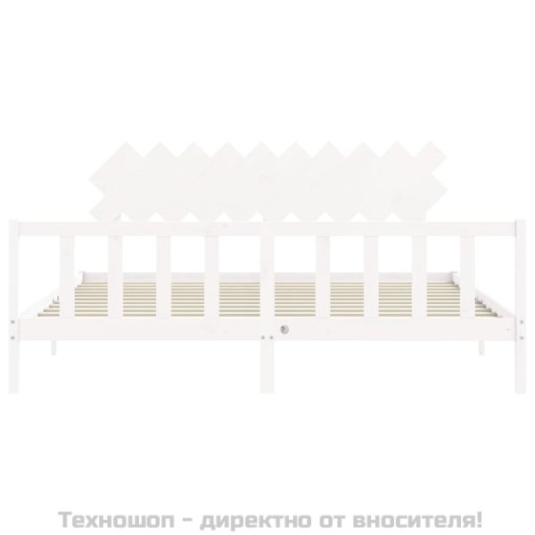 Рамка за легло без матрак, бял, 200x200 см, бор масив