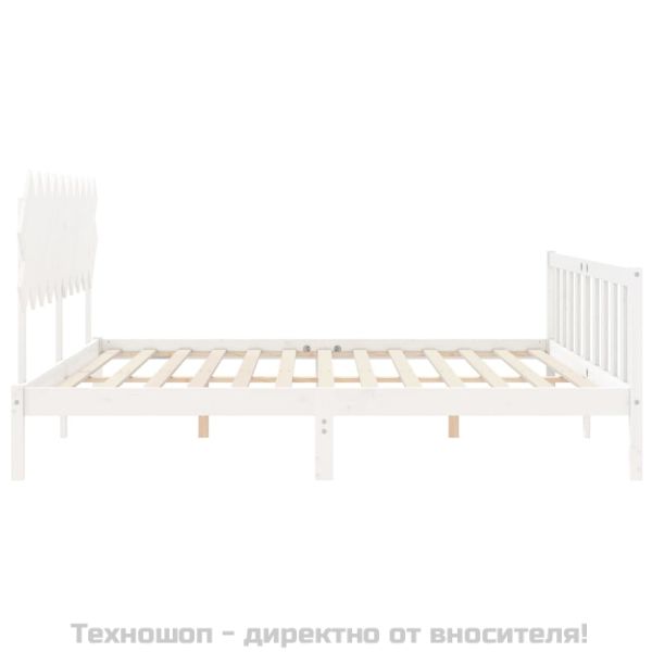 Рамка за легло без матрак, бял, 200x200 см, бор масив