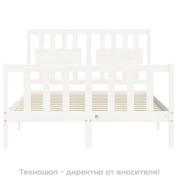 Рамка за легло без матрак, бял, 140x200 см, бор масив