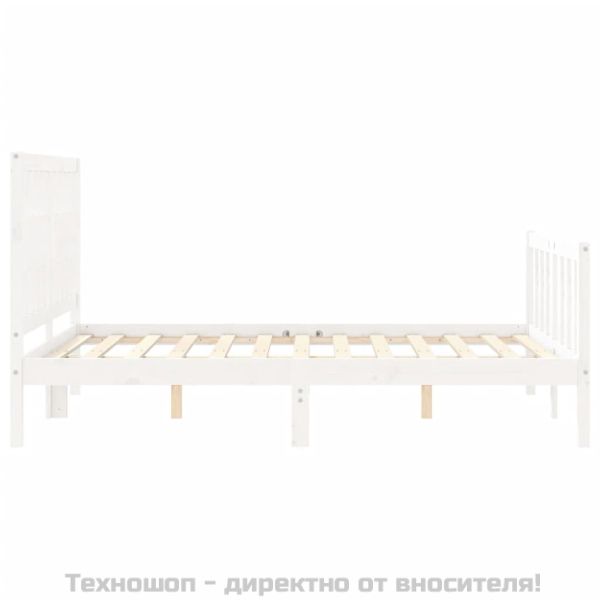 Рамка за легло без матрак, бял, 140x200 см, бор масив