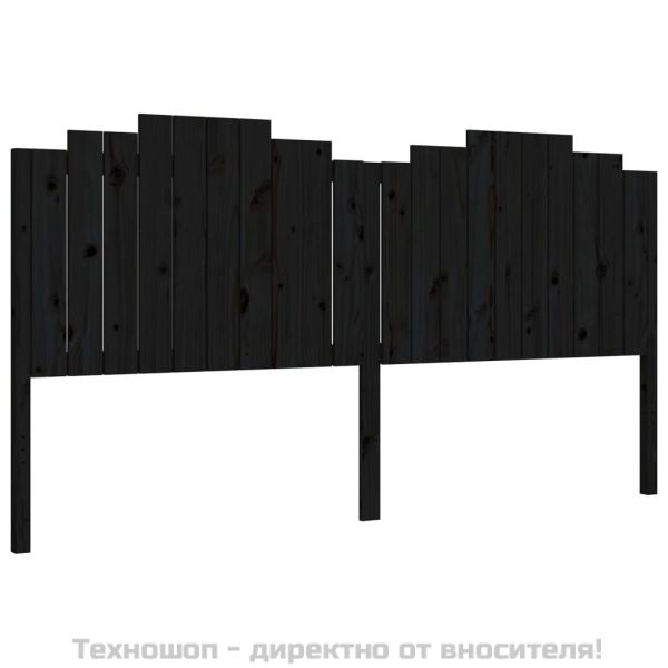 Рамка за легло с табла, черна, 200x200 см, масивно дърво