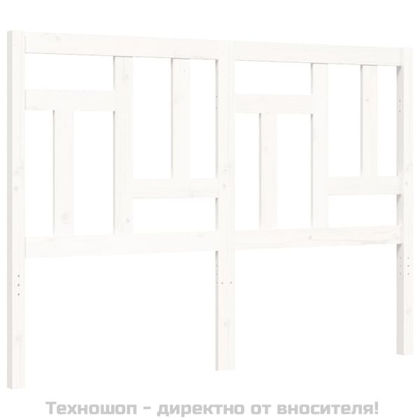 Рамка за легло с табла, бяла, 140х200 см, масивно дърво