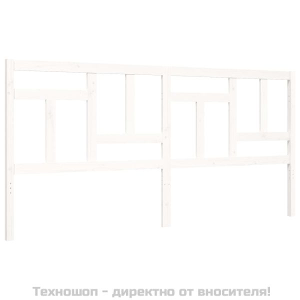 Рамка за легло с табла, бяла, 200x200 см, масивно дърво