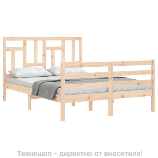 Рамка за легло с табла Small Double масивна дървесина