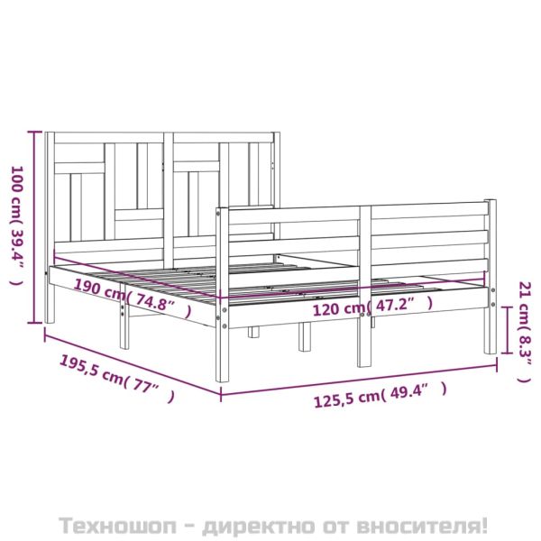 Рамка за легло с табла Small Double масивна дървесина