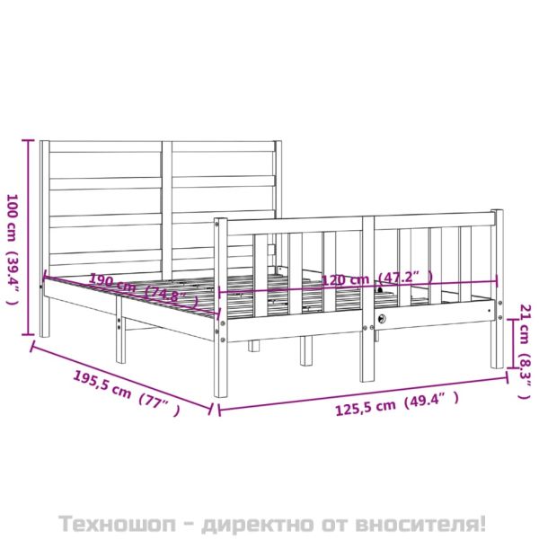Рамка за легло с табла Small Double масивна дървесина