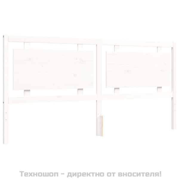 Рамка за легло с табла, бяла, 200x200 см, масивно дърво