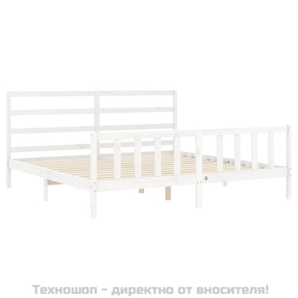 Рамка за легло без матрак, бял, 200x200 см, бор масив