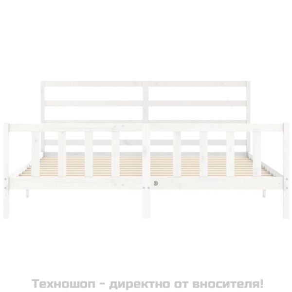 Рамка за легло без матрак, бял, 200x200 см, бор масив