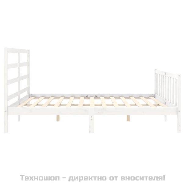 Рамка за легло без матрак, бял, 200x200 см, бор масив