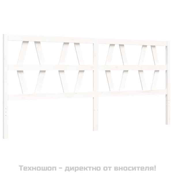 Рамка за легло с табла, бяла, 200x200 см, масивно дърво