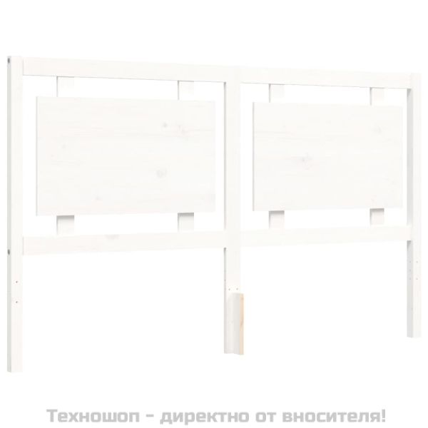 Рамка за легло с табла, бяла, 160х200 см, масивно дърво