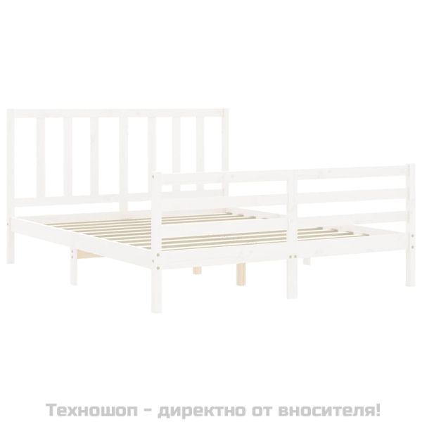 Рамка за легло без матрак, бял, 160x200 см, бор масив
