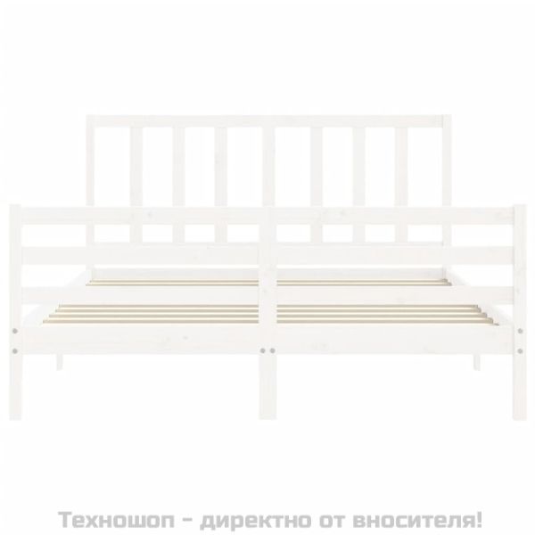 Рамка за легло без матрак, бял, 160x200 см, бор масив
