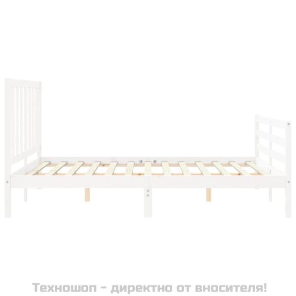 Рамка за легло без матрак, бял, 160x200 см, бор масив