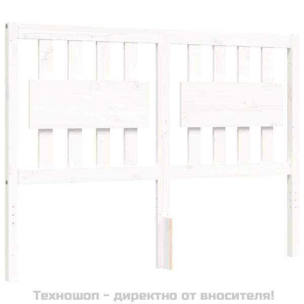 Рамка за легло без матрак, бял, 140x190 см, бор масив