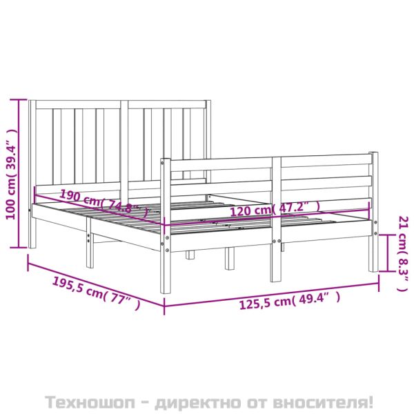 Рамка за легло с табла Small Double масивна дървесина