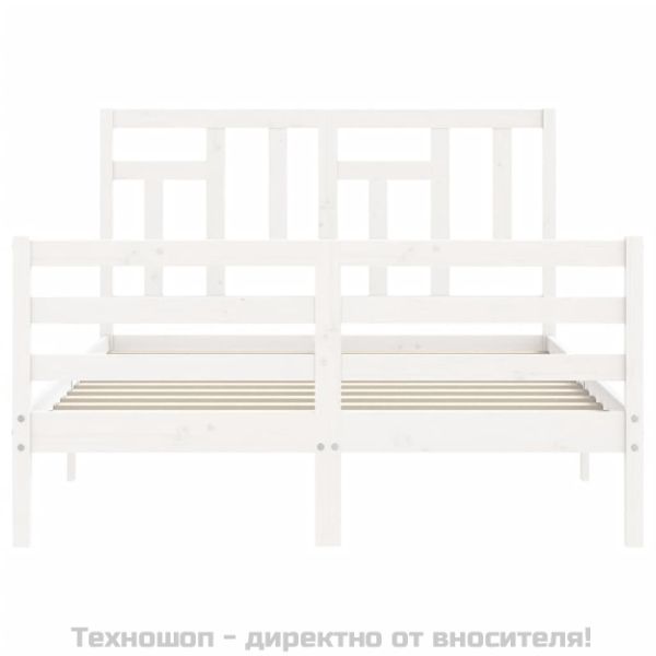 Рамка за легло с табла, бяла, 120х200 см, масивно дърво
