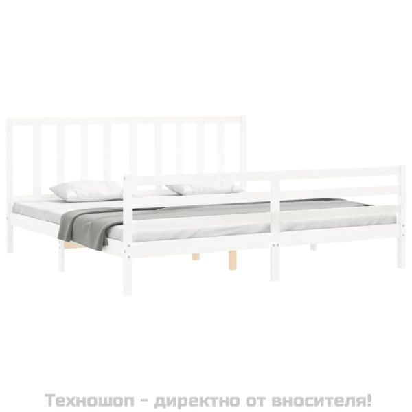 Рамка за легло без матрак, бял, 200x200 см, бор масив