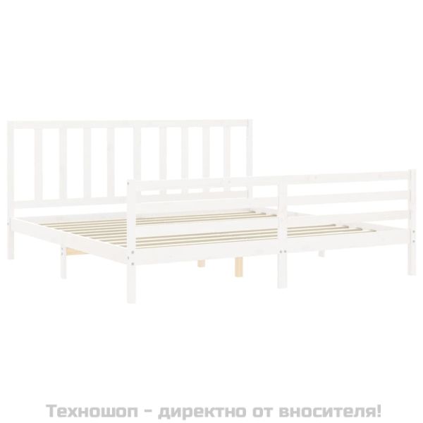 Рамка за легло без матрак, бял, 200x200 см, бор масив