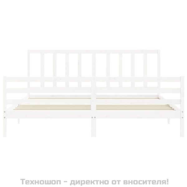 Рамка за легло без матрак, бял, 200x200 см, бор масив