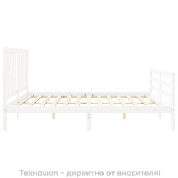 Рамка за легло без матрак, бял, 200x200 см, бор масив