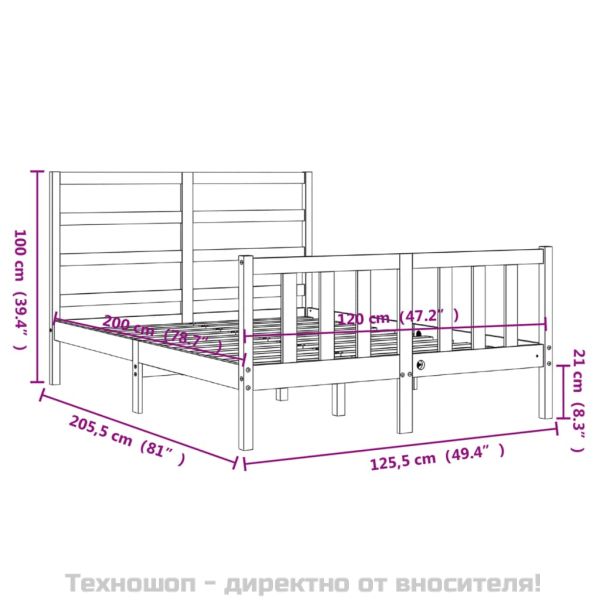 Рамка за легло без матрак, 120x200 см, масивна чамова дървесина