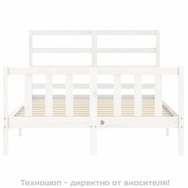 Рамка за легло без матрак, бял, 140x190 см, бор масив