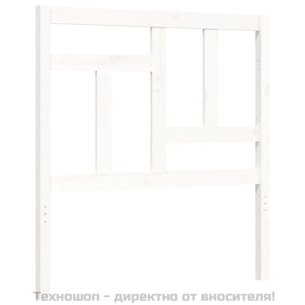 Рамка за легло с табла, бяла, 90x200 см, масивно дърво
