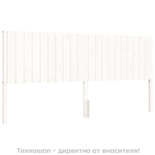 Рамка за легло с табла, бяла, 200x200 см, масивно дърво