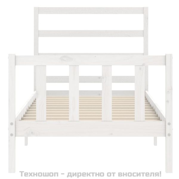 Рамка за легло без матрак, бял, 90x200 см, бор масив