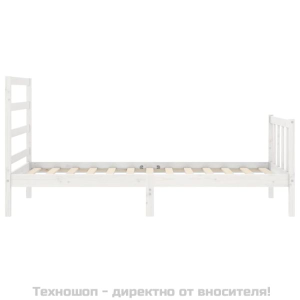 Рамка за легло без матрак, бял, 90x200 см, бор масив