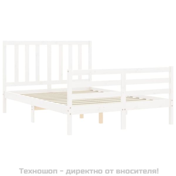 Рамка за легло без матрак, бял, 140x200 см, бор масив