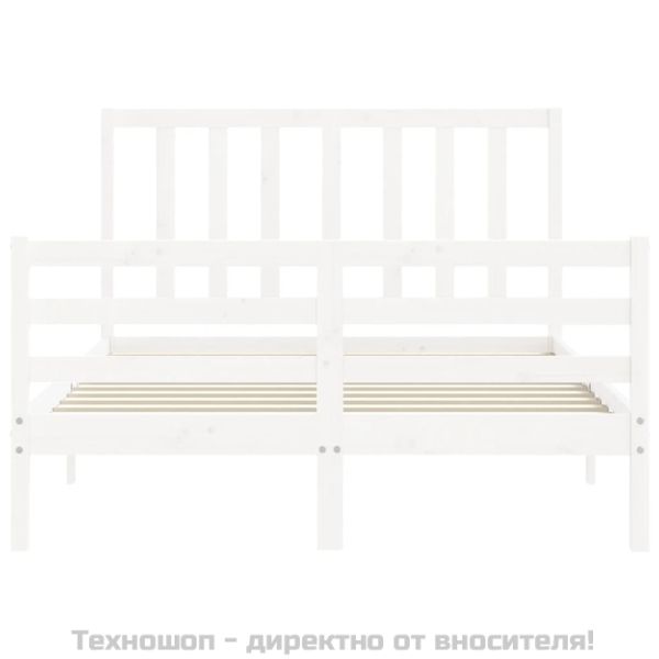 Рамка за легло без матрак, бял, 140x200 см, бор масив