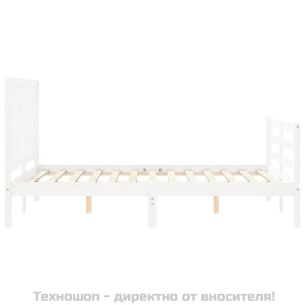 Рамка за легло без матрак, бял, 140x200 см, бор масив