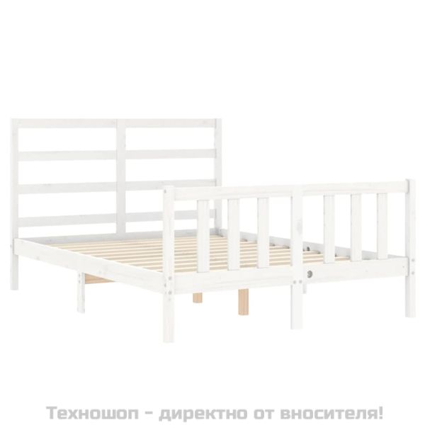 Рамка за легло без матрак, бял, 140x200 см, бор масив