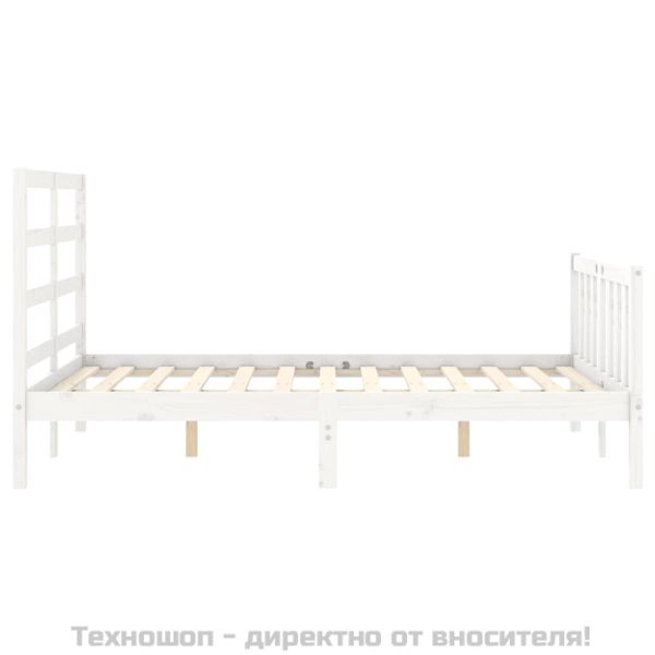 Рамка за легло без матрак, бял, 140x200 см, бор масив