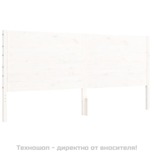 Рамка за легло с табла, бяла, 200x200 см, масивно дърво