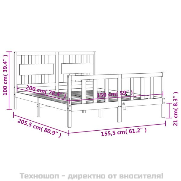 Рамка за легло с табла King Size масивно дърво